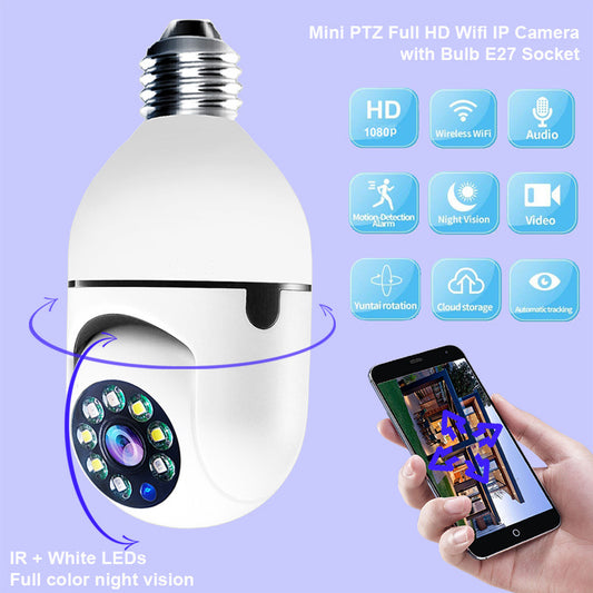 WiFi CAMERA 1080P Bulb 4X Zoom Camera E27 Home 5GWiFi Alarm Monitor - ThreeSixty Trend