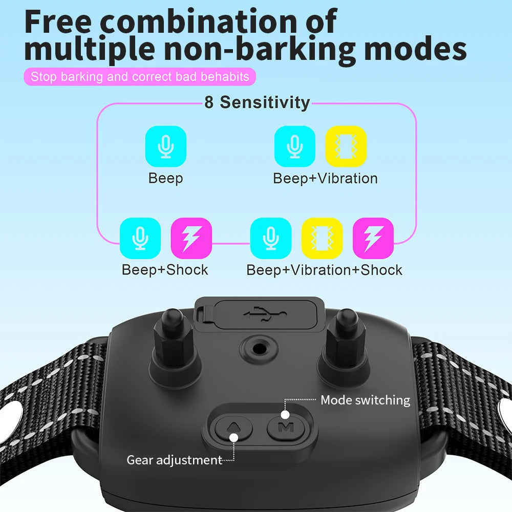 Smart Automatic Anti Barking Dog Collar Rechargeable Bark Stopper Stop Barking HD Digital Display IP67 Waterproof Collar - ThreeSixty Trend